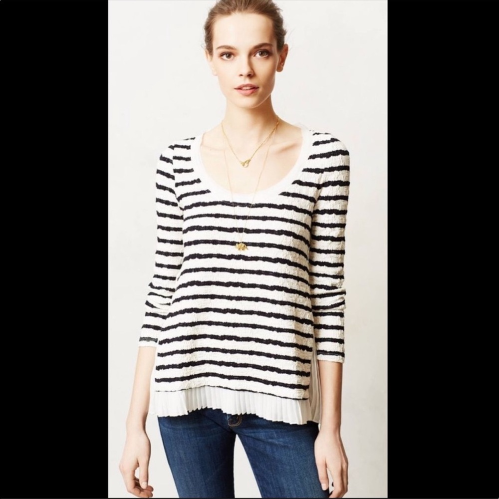 Anthropologie - Postmark Striped textured sweater